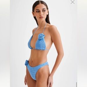 NWT Meshki “Verali” Rose Crochet Bikini Top (S) and “Valencia” Bottom (M)